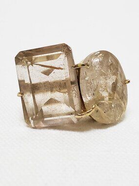 Marcia Moran Rutilated Quartz Smokey Quartz One of A Kind GF Ring Size 6